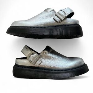 NWOT Dr. Martens Silver Lateken Slingback Leather Mules